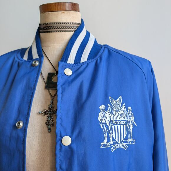 Vintage Blue Varsity Bomber Jacket Preppy Liberty Drill Team Sporty Coat Medium - Picture 8 of 16